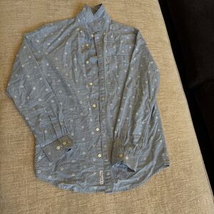 Original Penguin Men's Long Sleeve Blue Floral Button Down Shirt Sz Sm